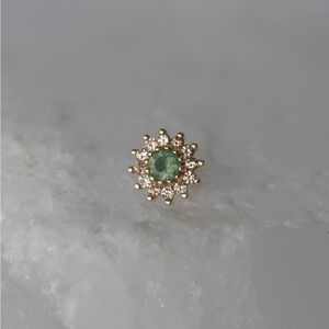 BVLA The Rose with Moss Agate and Champagne Sapphire Threadless Ends (x2)